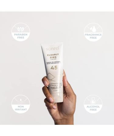 Sonrei Clearly Zinq Tinted Zinc Mineral Face and Body Gel Athleisure Sunscreen SPF 45 - 3.4 oz - Buy Online on GoSupps.com