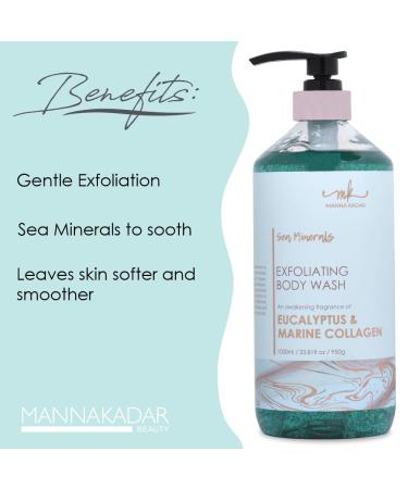 Manna Kadar Beauty Dead Sea Minerals Exfoliating Body Wash - Eucalyptus Marine Moisturizing Shower Gel for Dull Skin Brightening - Buy Online on GoSupps.com