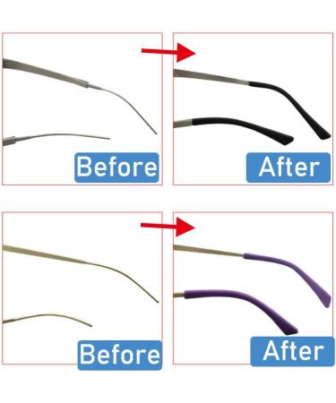 8 Pairs Anti-Slip Silicone Coatings for Glasses - Slipproof Hinge Repair Parts & Accessories for Metal Thin Sunglasses - Black/Purple - Buy Online on GoSupps.com