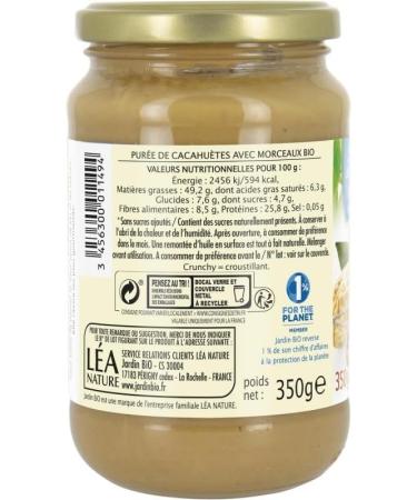 Jardin Bio Etic Pur e de Cacahu te Crunchy Bio et quitable - Pot de 350g pour une nutrition saine et gourmande. - Le Lot De 3 - Buy Online on GoSupps.com