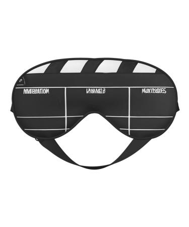 Sleep Mask Eye for Women Men Reusable Soft Blackout Eye Masks Covers for Night Better Sleep Travel Camping Road Trip Essentials Gifts for Him Her - Classic Movie Clapboard Black