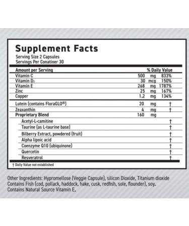 MaxiVision Ocular Formula - AREDS2 - Eye Vitamins & Multivitamin - Lutein and Zeaxanthin - 1 Bottle (60 Capsules) - Buy Online on GoSupps.com