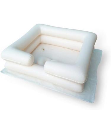 Inflatable Shampoo Bowl with Overhead Shower and Water Bag - Portable Basin for Elderly, Disabled, Pregnant - 4 Gallons Capacity - Buy Online on GoSupps.com