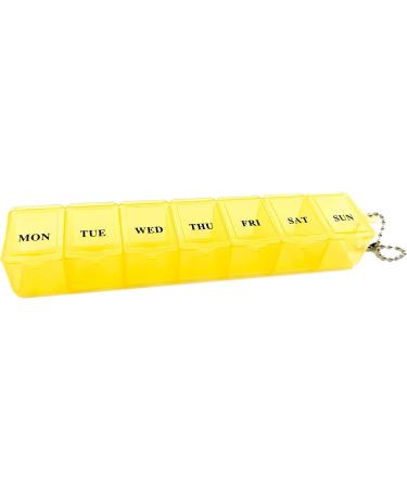 BoxSik pills box organizer (yellow) storage box for 7-day medication once a day weekly tablet container for vitamins dietary supplements and travel medictions Yellow 7 Communterment