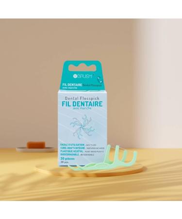 Buy Dental Floss with Vegetable Plastic Handle - 30 Pieces for Effective Cleaning & Dental Care | Integrated Toothpick | Eco-Friendly - Buy Online on GoSupps.com
