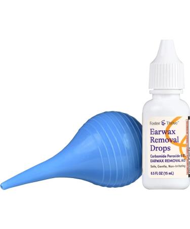 Foster & Thrive Earwax Removal Kit Softens & Loosens Excess Earwax Safe Gentle and Non-Irritating Carbamide Peroxide 6.5% Includes Drops and Ear Syringe Bulb 0.5 Oz Pack of 2 - Buy Online on GoSupps.com