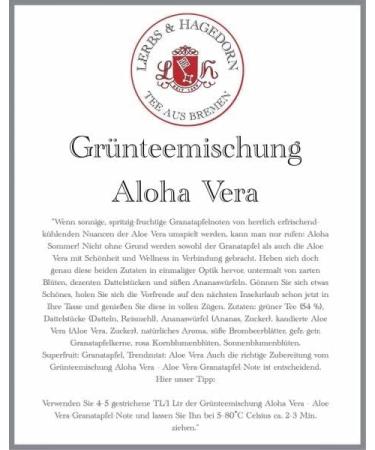  Lerbs & Hagedorn Lerbs & Hagedorn Aloha Vera Green Tea Blend | Aloe Vera Pomegranate Note 1 kg (approx. 81 L) with Dates Pineapple Aloe Vera Blackberry Leaves - Buy Online on GoSupps.com