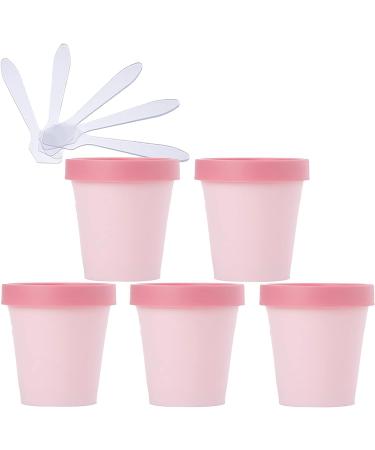 Plastic cosmetic jars empty jars 5 PC 200ml Pink Mask Mixing Bowl Empty 200g Plastic Storage Jars with Inner Liner for Storage Body Hand Face Cream Lotion Gel 5X Spatula (Color : Geel Si (Color : 200ml Roze