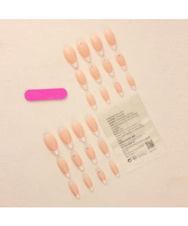24Pcs/Set Press On Nails Medium Length White nude Sparkling Diamond False Nails Acrylic Fake Nails Full Cover Nails Tips Artificial Finger Manicure Press on nails for Women and Girls - Buy Online on GoSupps.com
