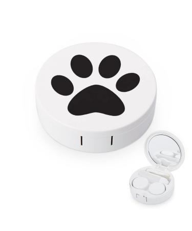 Bagea-Ka Black Animal Paw Print Contact Lens Case Box Eye Care Kit Holder Mirror Box with Tweezers Remover Tool Solution Bottle for Outdoor Travel & Home