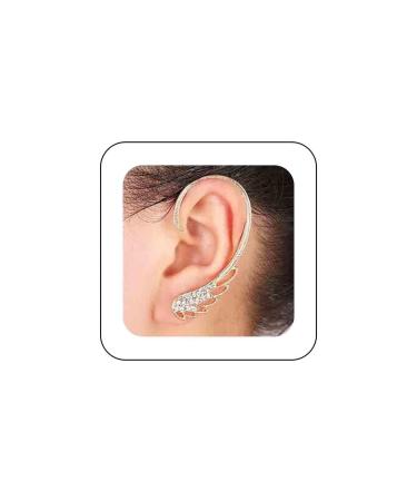 Boho Rhinestone Angel Wing Ear Climber Earrings Gold Cz Crystal Ear Crawler Earrings Wing Ear Cuff Wrap Earrings Cartilage Clip on Earrings Jewelry for Women Gifts