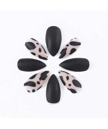 Brishow Black Leopard Coffin Artificial Nails - 24 Full Cover Acrylic Press-On Nails for Women & Girls - Buy Online on GoSupps.com