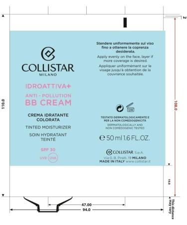 Collistar IDROATTIVA+ BB CREAM tinted moisturizing cream SPF30 50ml - Buy Online on GoSupps.com