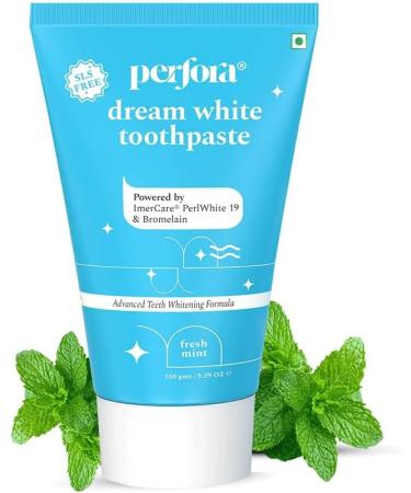 Perfora Teeth Whitening Toothpaste for Stain Removal - 150 g | Fluroide & SLS Free Tooth Paste for Adult & Kids | N-Ha for Teeth Remineralisation & Oral Care | No Artificial Sweetners | Tripe Mint - Buy Online on GoSupps.com