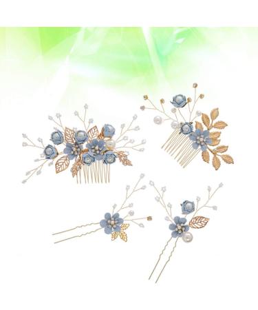 Toyvian Handmade Blue Floral Bridal Hair Comb Clip Set - Rhinestone Wedding Hair Accessories for Brides and Bridesmaids - Buy Online on GoSupps.com