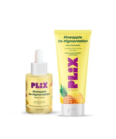 P'LIX - THE PLANT FIX 5% Pineapple Foaming Face Wash And Serum Combo for Pigmentation & Dark Spots Dullness Reveal l Brighter Even Toned Complexion l All Skin Types