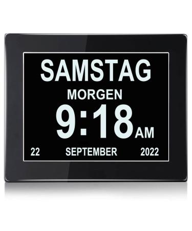 Ykall Digital alarm clock 8 -inch senior clock digital calendar day watch for dementia are read children seniors visual weak and Alzheimer's (black)