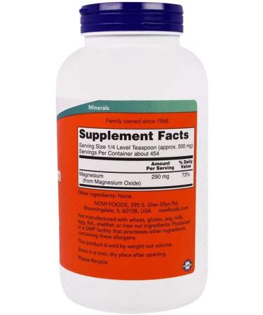 Now Foods Magnesium Oxide Powder 8 oz - Pure Magnesium Supplement for Muscle Relaxation & Sleep - Buy Online on GoSupps.com