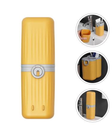 Portable Travel Toothbrush Set with Holder - Wall-Mounted Magnet Yellow | Toothpaste Cup & Outdoor Organizer - Buy Online on GoSupps.com