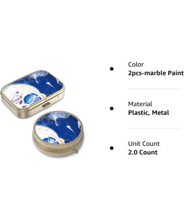 Retro Small Pill Can Box with Mirror - 2 Piece Marble Paint Travel Gift - Perfect for Vitamins & Supplements - Wallet or Bag Portable Bronze Pill Organizer - Buy Online on GoSupps.com