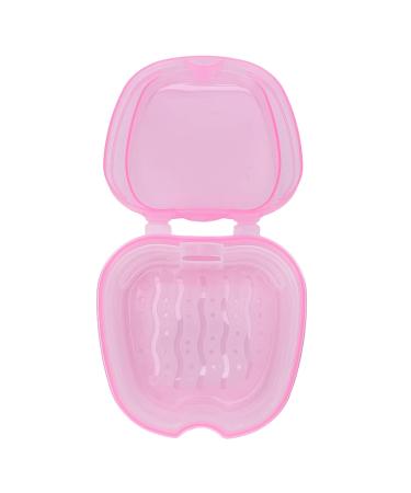 Denture bathing case denture holder made of high-quality materials ABS for car for travel for office for camping (pink)