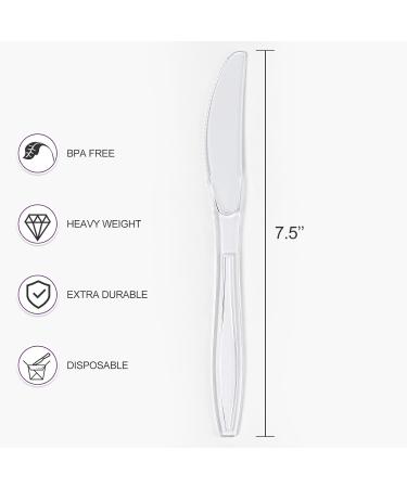 VITEVER 100 Count Heavy Duty Plastic Knives - Premium Disposable Cutlery for Parties, Picnics, and Events - Heat Resistant, BPA Free - Clear - Buy Online on GoSupps.com