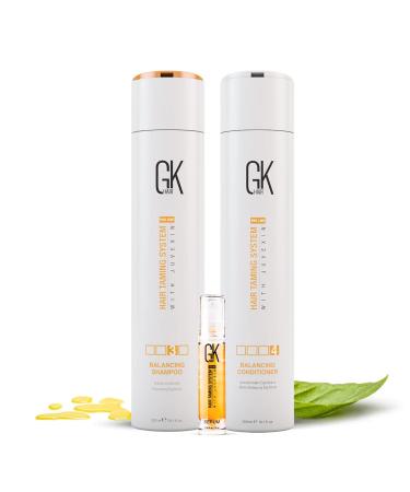 GK HAIR Natural Balancing Shampoo and Conditioner Combo Set with 100% Mini Organic Oil Serum for All Type of Hydrated Greasy Oily Dry and Damaged Hairs