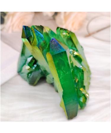 Room Decoration Green Electroplated Natural Crystal Cluster Specimen Raw Rock Quartz Flowers Aura Stones Gift Modern House Decor Great Choice for Home Decoration (Size : 300-400g) - Buy Online on GoSupps.com