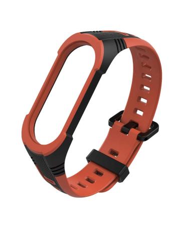 KOMI Replacement Bands Compatible with Xiaomi Mi Band 7 Band/Mi Band 6 Band/Mi Band 5 Band,Soft Silicone Wristbands, Two-Color Sport Adjustable Wrist Strap for Women Men(black/orange)