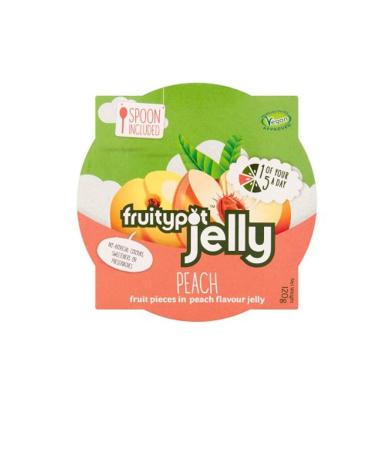 Fruity Pott Peach In Peach Jelly With Spoon 120g - Suitable for Vegetarians Suitable for Vegans (12 Packs)