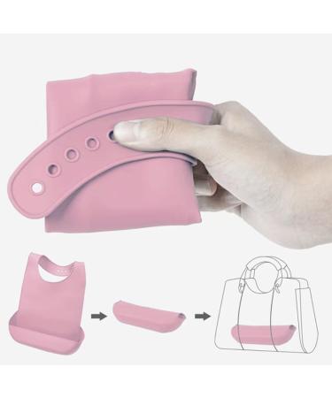 YYGMSS Waterproof Silicone Adult Bib with Crumb Catcher - Adjustable Pink Bib for Elderly Women - Easy Clean & Washable (L) - Buy Online on GoSupps.com