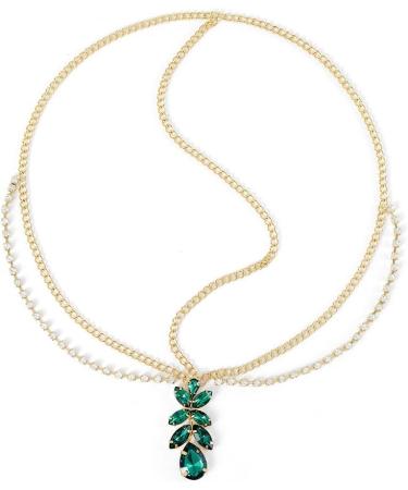 IYOU Crystal Bridal Head Chain Rhinestone Pendant Headpiece Layered Festival Wedding Hair Accessories for Women Gold - Buy Online on GoSupps.com