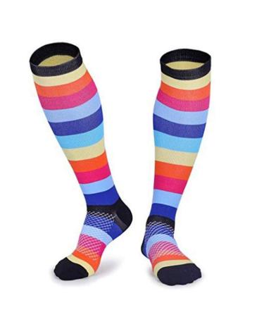 Angoter Compression Stockings For Women And Men Long Sports Socks For Running Travel Cycling Pregnant Nurse Edema