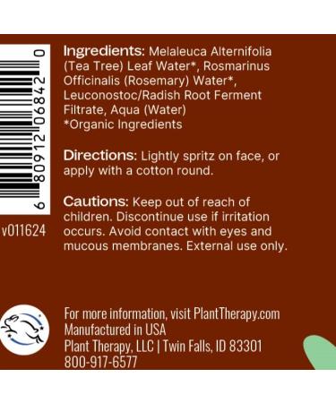 Buy Plant Therapy Tea Tree & Rosemary Facial Mist 4 oz | Hydrates & Soothes Skin - Minimize Redness & Irritation | International Shipping Available - Buy Online on GoSupps.com