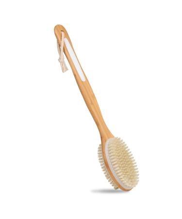 Jekayla Back Scrubber for Shower with Long Handle  Body Exfoliator  Shower Brush for Wet or Dry  Back Brush for Men and Women  Exfoliating Body with Soft Scrub and Stiff Bristles  White