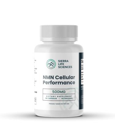 SIERRA LIFE SCIENCES NMN Cellular Performance 500mg Nicotinamide Mononucleotide for NAD+ Support, Cellular Energy & Recovery Longevity & Performance Supplement 90 Capsules (30 Servings)