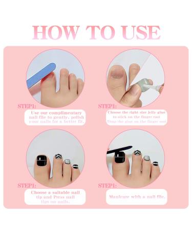 Silver Glitter Butterfly Sequins Toe Nail Press Ons - 24PCS Short Square Fake Toenails for Women | Summer Manicure Glossy Design - Style 13 - Buy Online on GoSupps.com