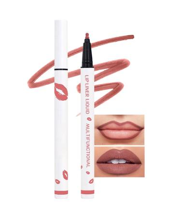 Kaely Beige Matte Lip Tint Stain Marker Pen 2in1 Liquid Lipstick & Lip Liner Pencil Long Lasting Waterproof 24 Hour Lip gloss for Women tinta para labios labiales mate 24 horas originales 07 1 Count (Pack of 1) 07-Beige