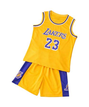 Basketball jersey children basketball training jersey children basketball jersey for young vest and short 2-part basketball clothing children gifts for boys at the age of 4-14 years yellow/purple 5 6 years yellow