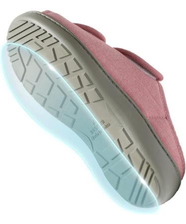 Womens Diabetic Edema Slippers - Adjustable Strap Extra Wide Sandals for Swollen Feet - Pink XS - Buy Online on GoSupps.com