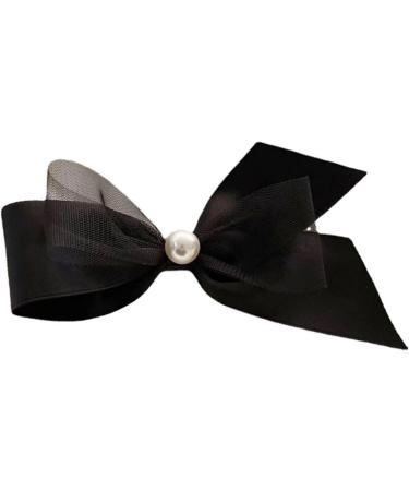 Black Satin Bow Hair Clip with Faux Pearl Decoration Men Girls Ideal for Parties Weddings Daily WearArtificial Pearl Mesh Hair Bow Pin for Women Girls - Buy Online on GoSupps.com