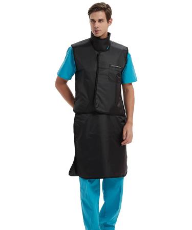 SHINRAY Upgrade 0.5mmpb Lead Clothes Lead Vest and Lead Skirt with Lead Collar Dental Apron Black