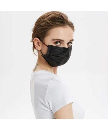 50 pcs TOSSI Black Face Masks with Ear Loops 3-ply Non-woven Disposable Comfortable & Breathable with Adjustable Metal Nose Strip - Buy Online on GoSupps.com