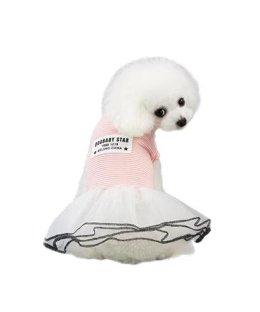 Barrageon dogs Kneid Sweet Princess Rock Clothing Cat puppy for small medium -sized Bowknot Pets Summer clothing dog cat (light pink -xl) Back length: 35 cm stripes - light pink