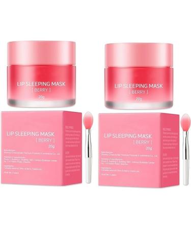(Must - Have) 2PCS Lip Sleeping Mask Double Effect Lip Mask Overnight for Dry Lip Masks Treatment Care With Lip Scrubs Exfoliator & Moisturizer Peeling Lip Primer