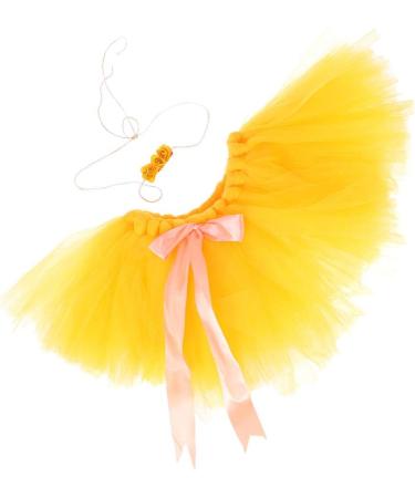 Amosfun Christmas Baby Girl Tutu Skirt and Headband Set - Newborn Photography Outfit for Xmas Party (0-12 Months) - Yellow - Buy Online on GoSupps.com