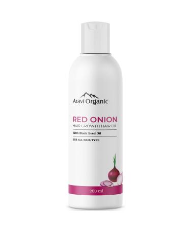Aravi Organic Onion Black Seed Hair Oil - 200 ml | Onion Hair Oil For HAir Growth & Natural Hair Care | Onion Oil For Hair Growth For Women