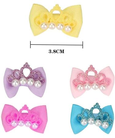WHPromLang 10 Pieces Dog Hair Bows Puppy Crown Hair Bowknot Pet Pearls Bows Bowknots with Rubber Bands for Cute Puppy Dog Pet Hair Grooming Accessories Random Color - Buy Online on GoSupps.com