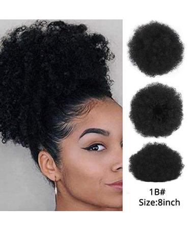 Shop Inch Afro Hair Bun Ponytail Extensions - Natural Synthetic Curly Donut Hairpiece for Black Women | Clip-In 1B - Buy Online on GoSupps.com