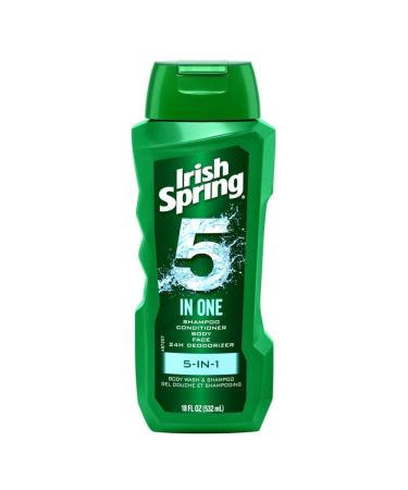 Irish Spring 5-in-1 Shampoo Conditioner Body Wash 18 oz (Pack of 2) - All-in-One Cleansing Solution - Buy Online on GoSupps.com